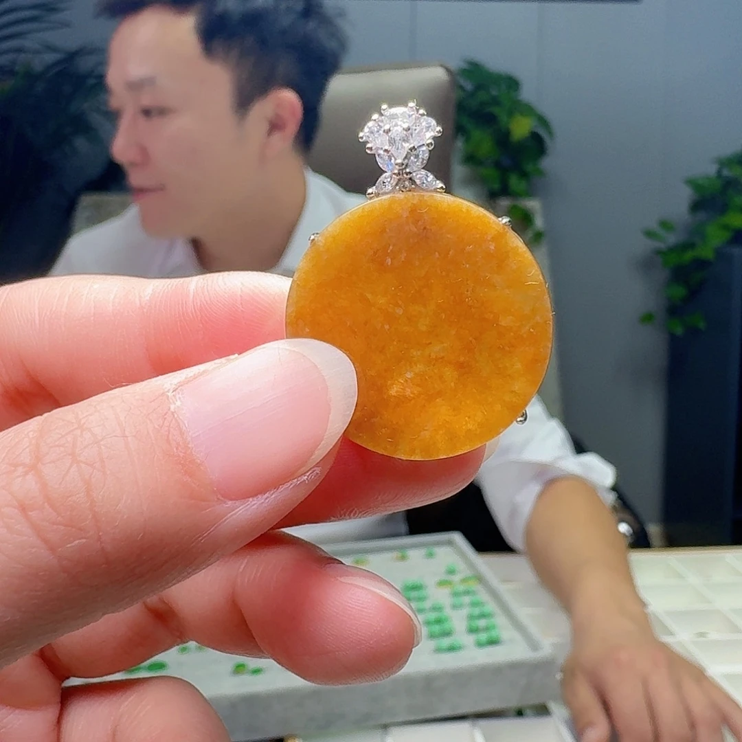 翡翠银S925镶嵌吊坠(不含链)天然