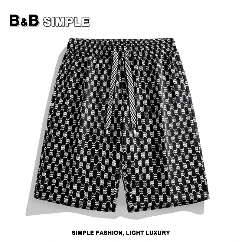 B&B simple 品牌潮奢潮流字母提花休闲短裤男夏季百搭五分休闲裤