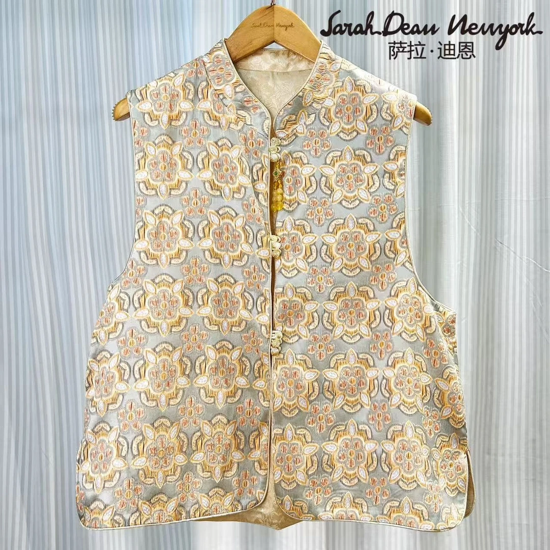 【萨拉迪恩】“锦绣”桑蚕丝重工高奢质感气质奢华时尚优雅马夹