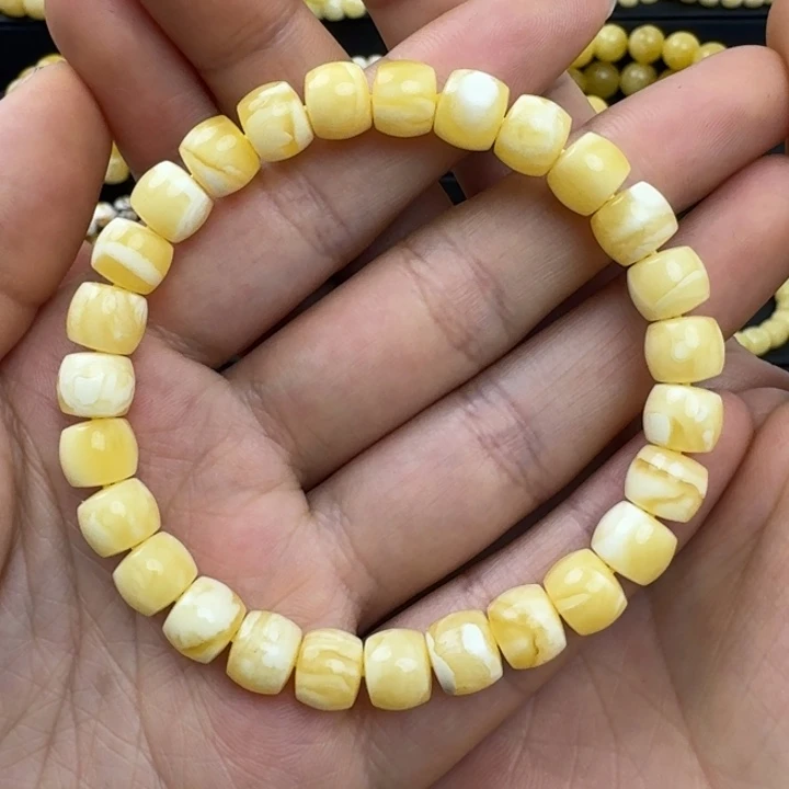 琥珀珠宝奇石未镶嵌黄白花8➕