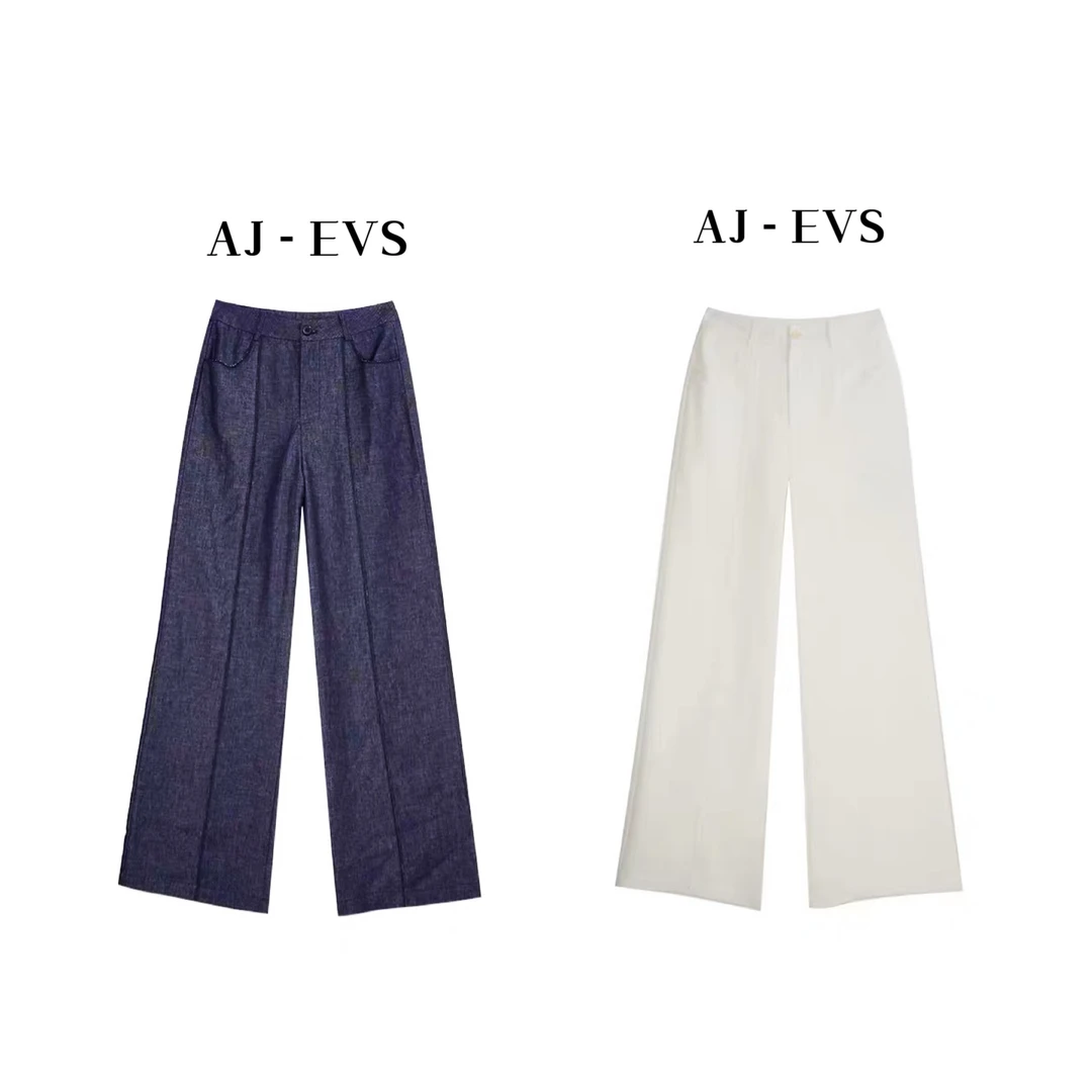 AJ-EVS【夏日神裤· 进口亚麻莱赛尔混纺气质夏季阔腿裤】