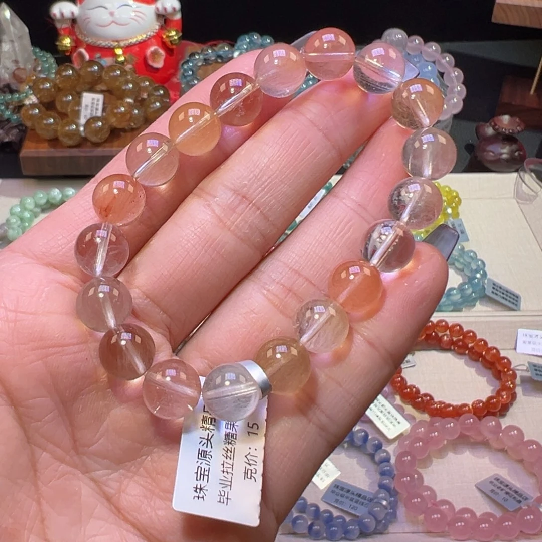 水晶手串未镶嵌杨*媛毕业拉丝糖果兔毛10mm