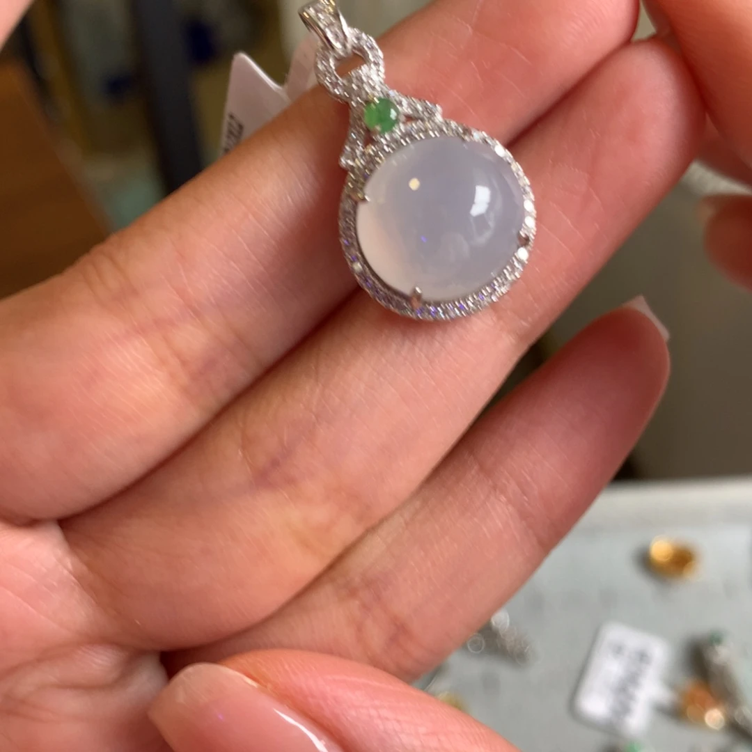 翡翠银S925镶嵌戒指吊坠