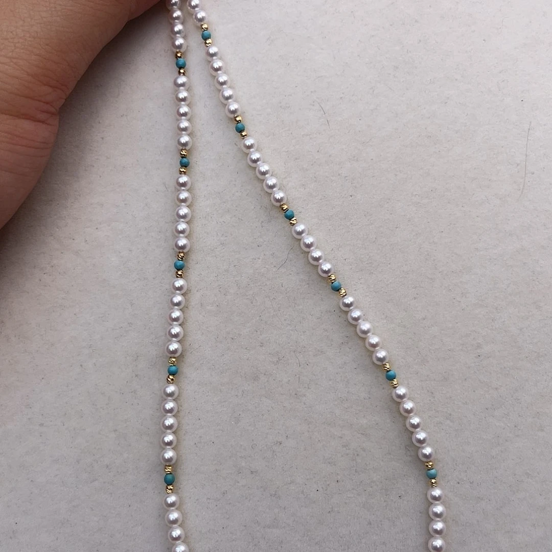 淡水珍珠18K金镶嵌颈饰