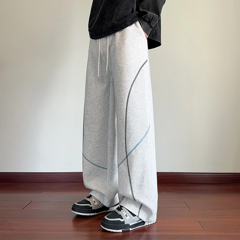 裤子男款秋冬男裤灰色长裤直筒裤男士宽松休闲运动裤男生秋季卫裤