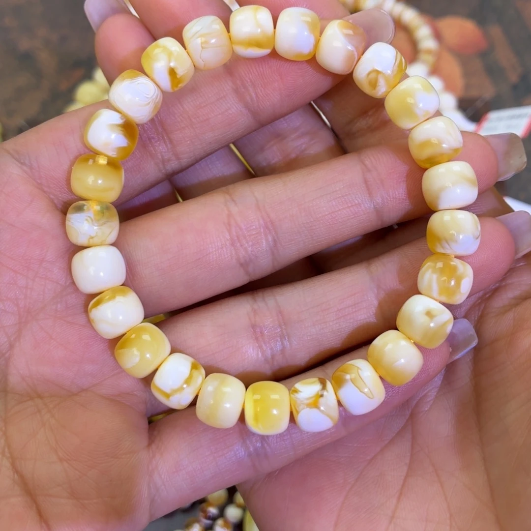 蜜蜡未镶嵌手链金白妖9