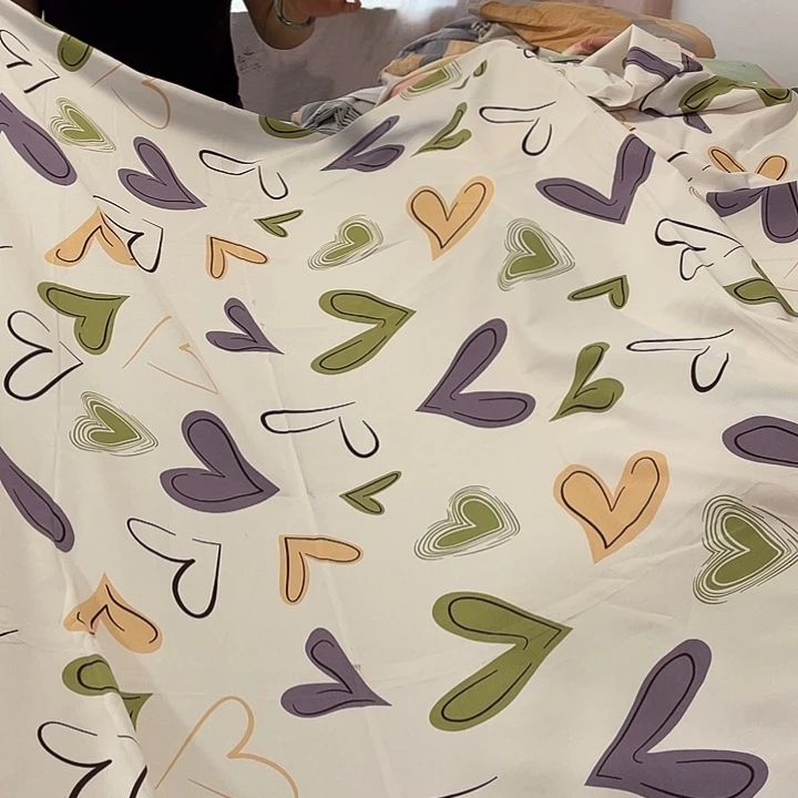 莫代尔纤维老粗布白底大爱心床单