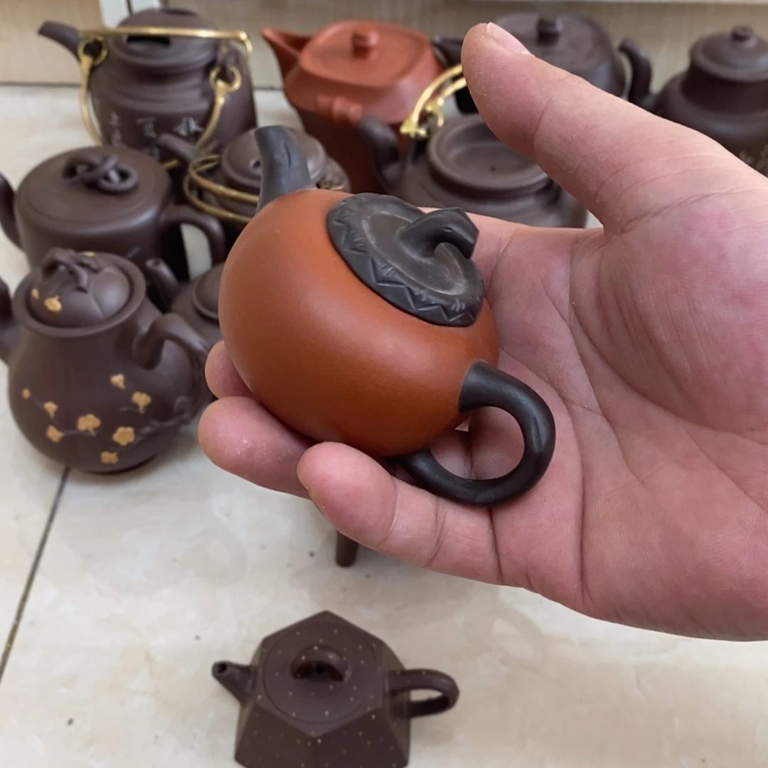 福***心紫砂茶壶双色小柿子