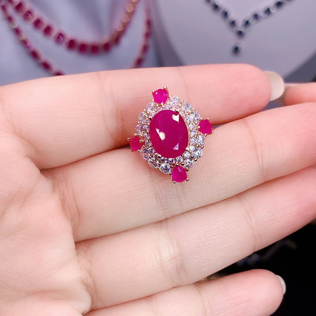 银S925镶嵌戒指红宝石