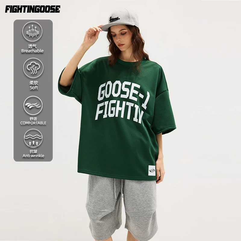 美式潮流宽松夏季抗皱透气新款美式宽松t恤美式hiphop高街ins衣服