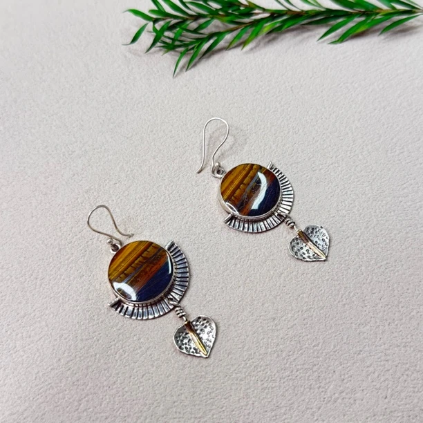 925银玻璃耳饰 【六六中古】孤品复古扫肩耳环te2694