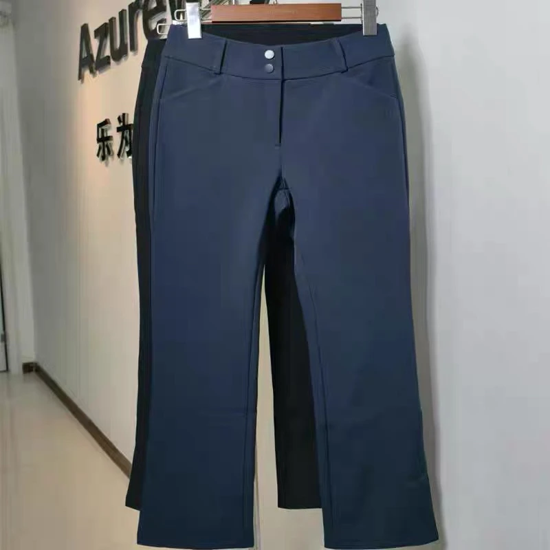 秋冬新款高尔夫女裤加绒加厚保暖golf服装修身高腰时尚长裤喇叭裤