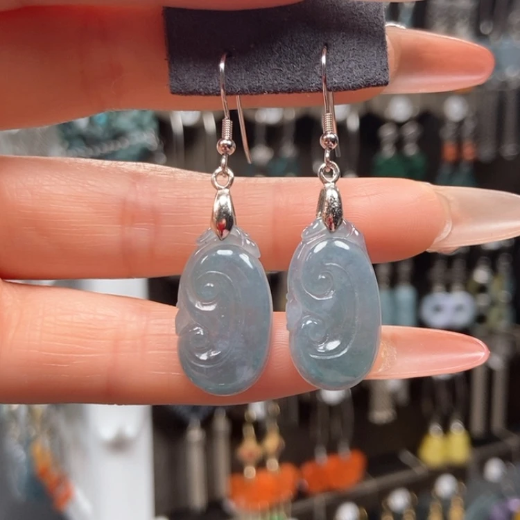 【闪购商品】翡翠耳饰银S925镶嵌耳饰