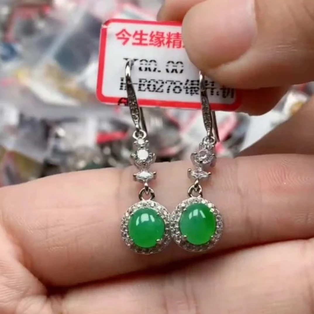 银S925镶嵌戒指翡翠天然A货缅甸翡翠