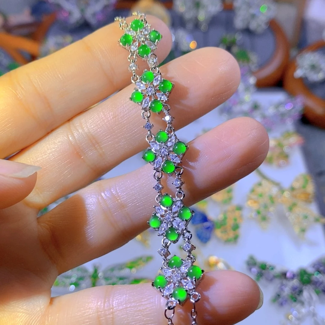 颈饰银S925镶嵌翡翠