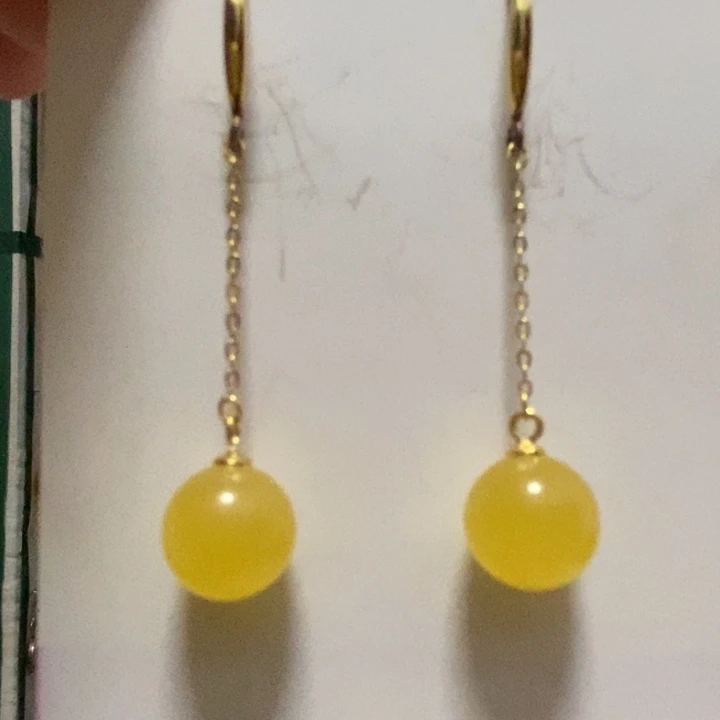 蜜蜡耳饰银S925镶嵌蜜蜡10