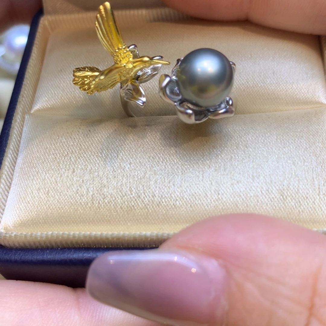 银S925镶嵌戒指海水珍珠