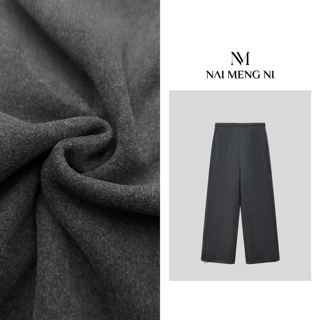 【齐齐】秋冬针织高腰直筒宽松简约束脚裤26N7622