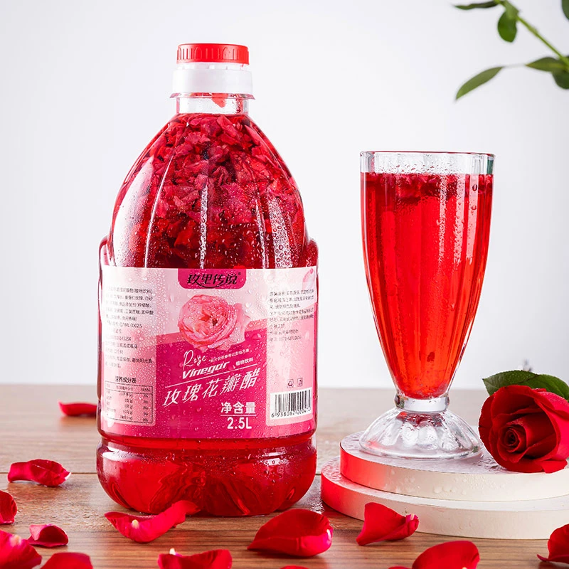 云南玫瑰花瓣醋2.5L/瓶特产重瓣玫瑰醋苹果醋玫瑰花瓣醋鲜花饮品