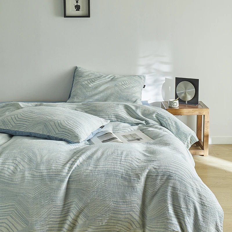 【云玺】新款爆款全棉色织提花B面加厚柔软人字纹四件套洛川系列