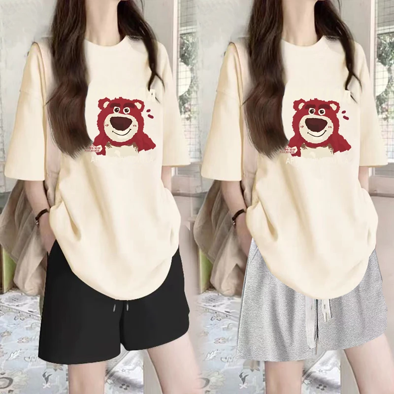 短袖短裤休闲套装女夏季潮牌12-16岁大童女装卡通学院风运动衣服