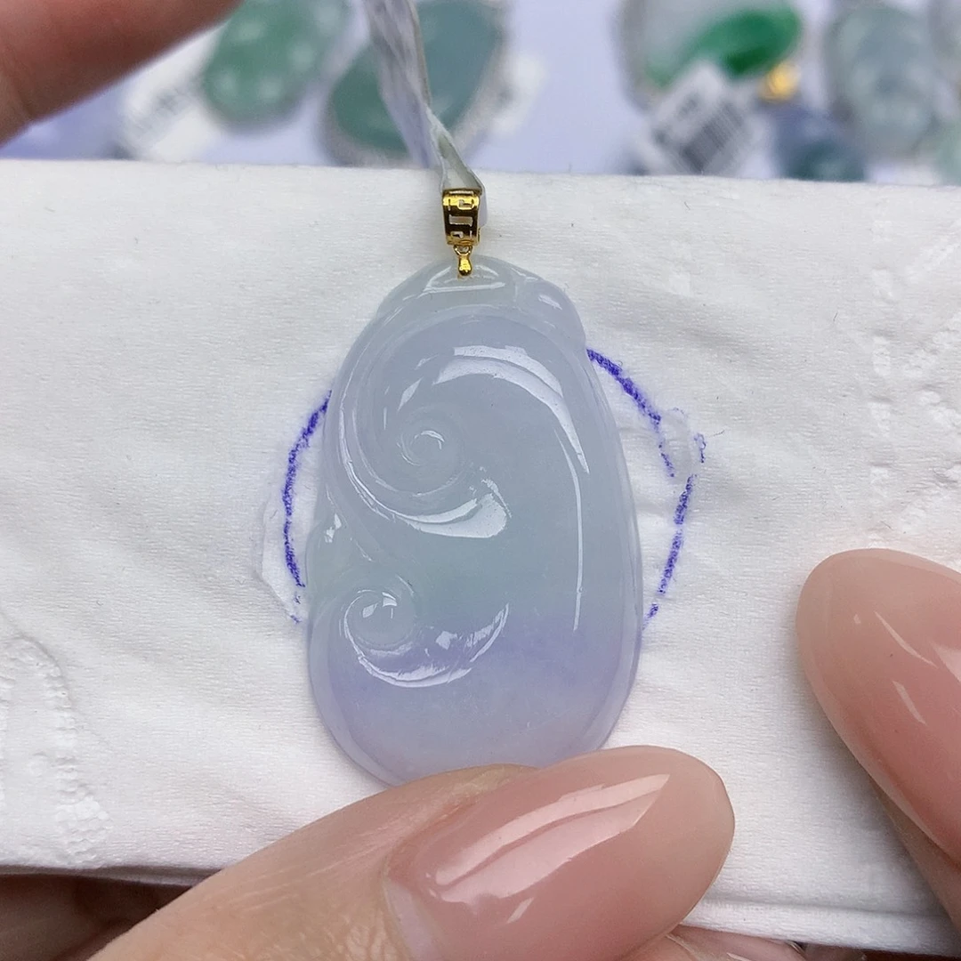 翡翠18K金镶嵌颈饰天然翡翠A货 百元以上9元证书费自理