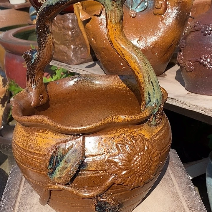 紫砂花盆宽21高度30无孔