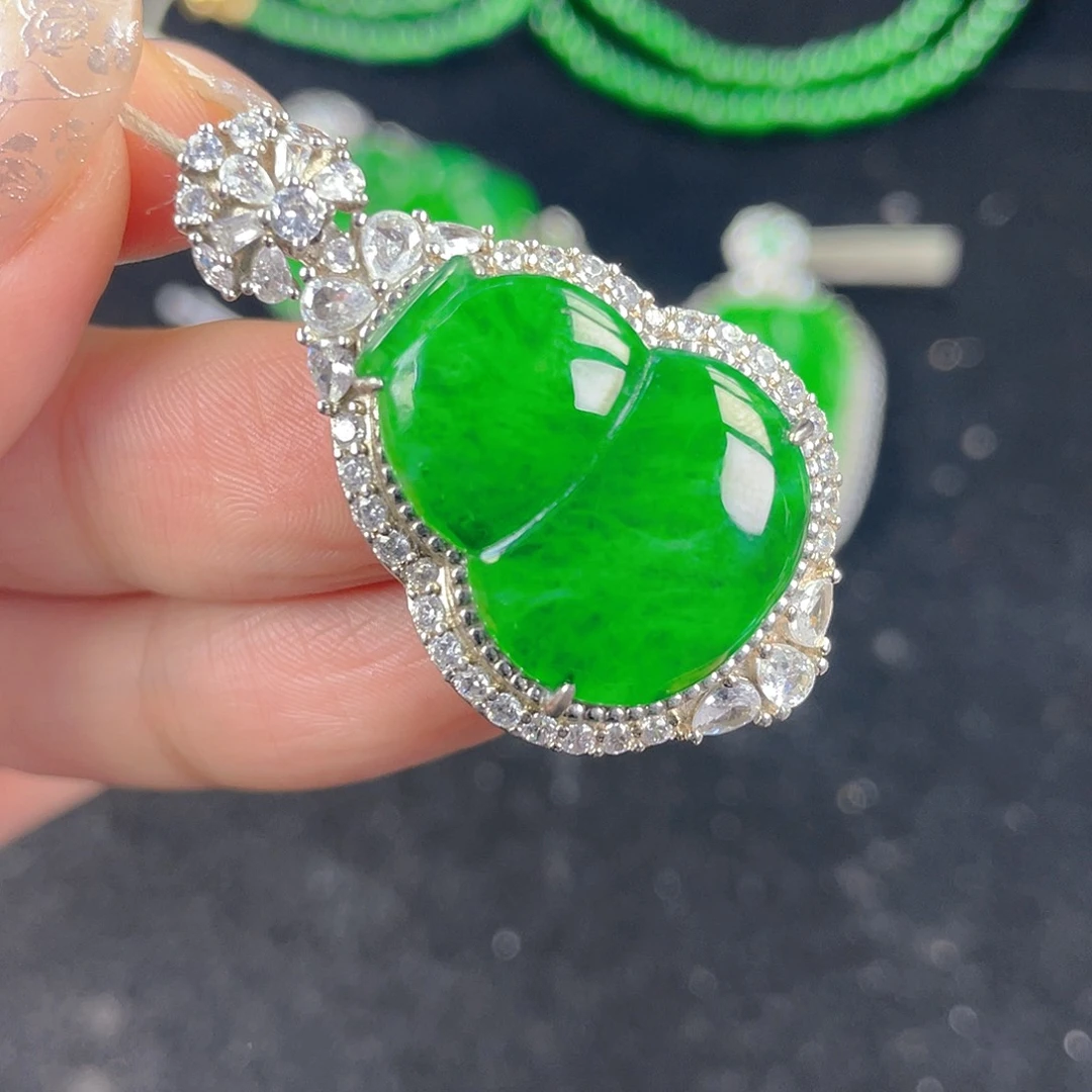 翡翠吊坠(不含链)银S925镶嵌