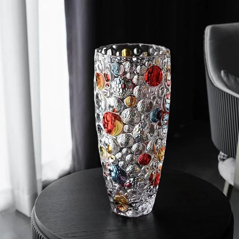 30cm手工彩绘圆点花瓶大号简约轻奢欧式出口