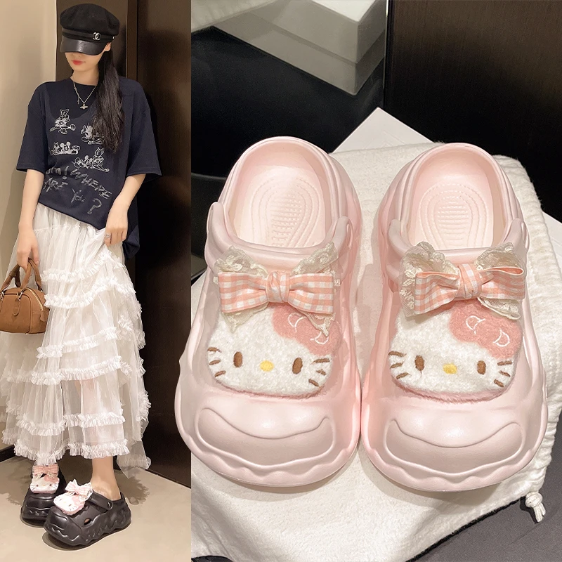 厚底洞洞鞋时尚百搭外穿卡通可爱防滑凉拖鞋女包头夏季软底网红