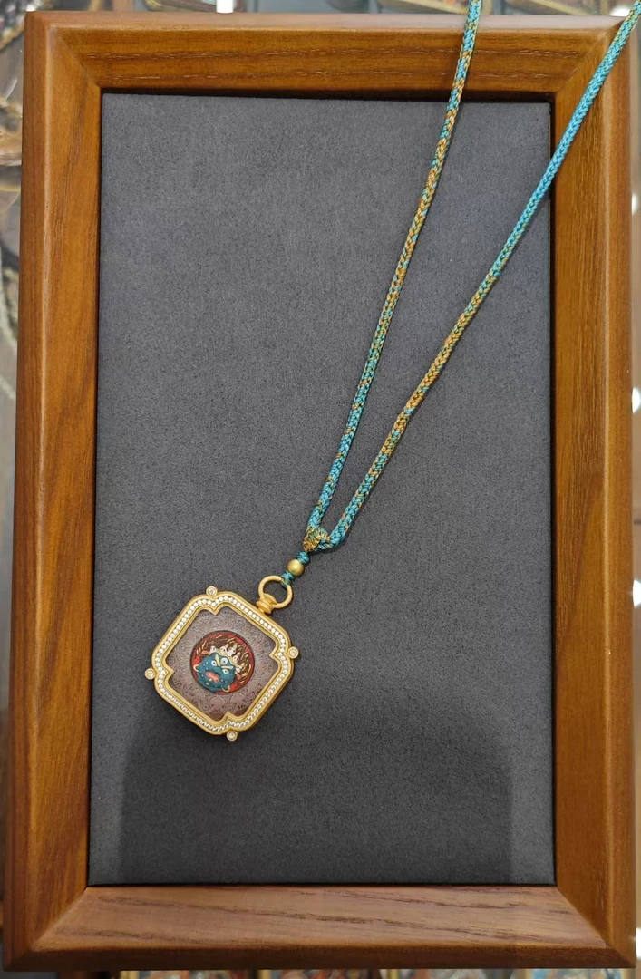 擦擦唐卡手绘扎基拉姆五爷唐卡吊坠配饰绿度母文殊唐卡