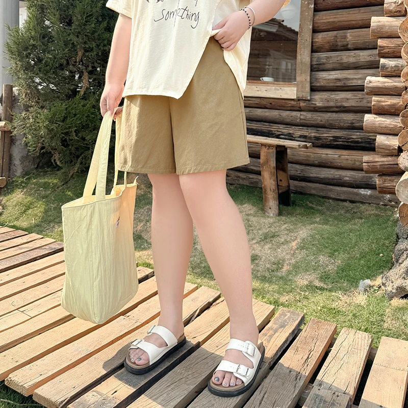 DX7315大码女装【万能搭工装短裤】松紧腰抽绳绑带休闲夏季五分裤子