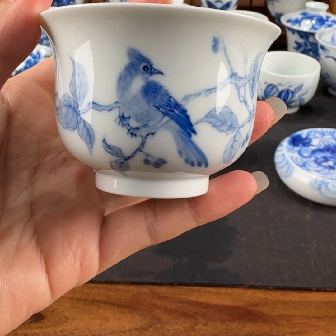 福利手工手绘花鸟主人杯70ml