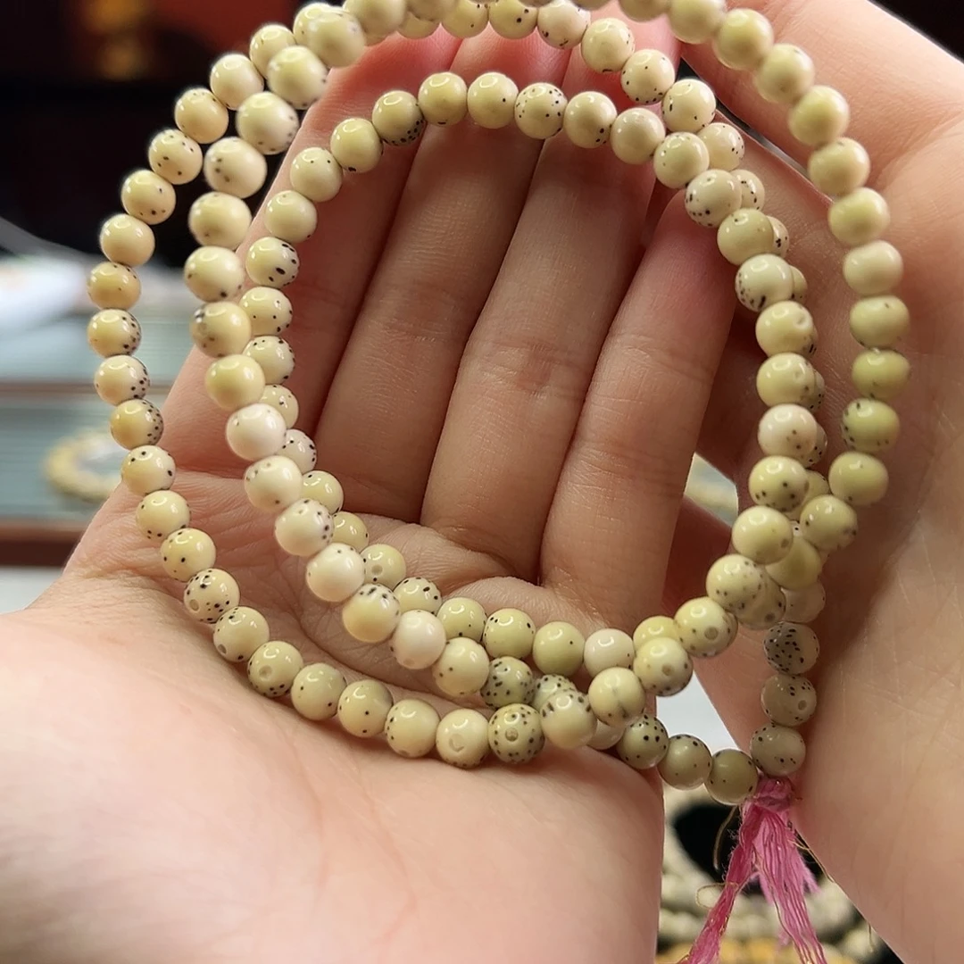 手串星月菩提Fqh6mm骨瓷白 半壁留白 颗粒星