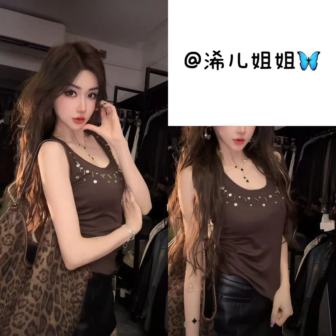 重工高弹U领吊带小背心