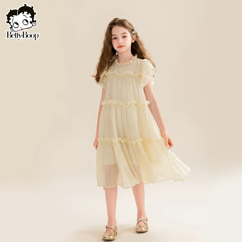 贝蒂童装女童短袖天丝连衣裙时髦儿童裙2025夏季洋气公主裙24368