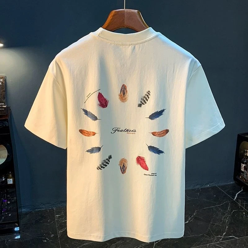 美式印花短袖T恤男夏季宽松休闲痞帅体恤衫个性彩绘薄款高端上衣