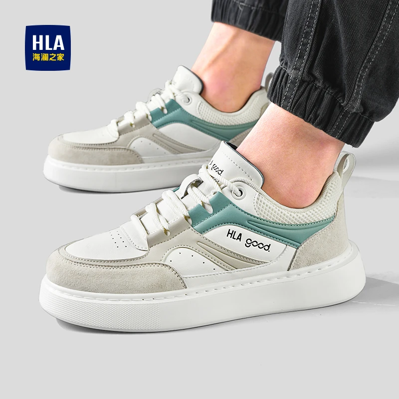 HLA/海澜之家男鞋2025夏季新款透气时尚休闲鞋潮流百搭运动板鞋男