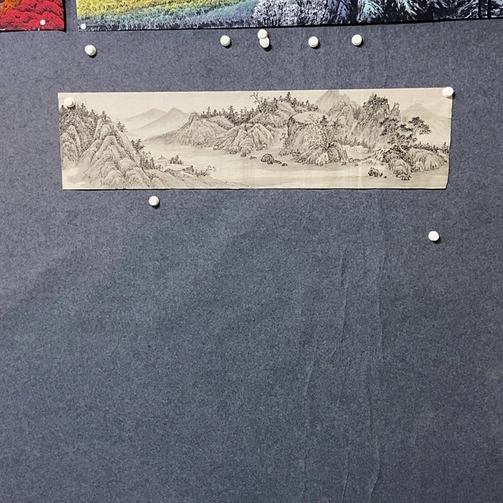 国画四尺对开仿古山水一幅