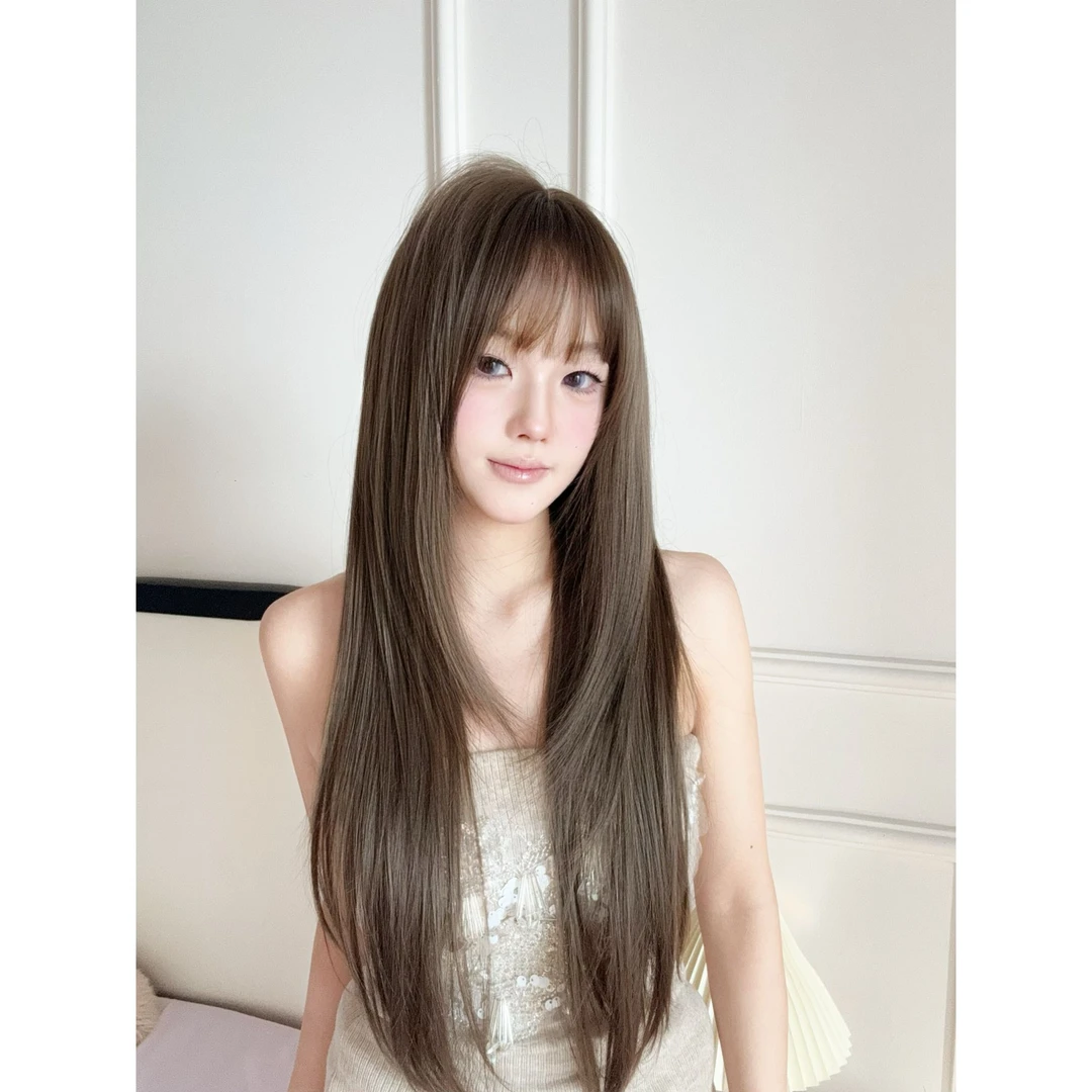 【全新高品质假发】冰冷心事榛果灰棕长直发气质全头套假发