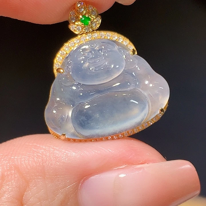 翡翠18K金镶嵌吊坠(不含链)