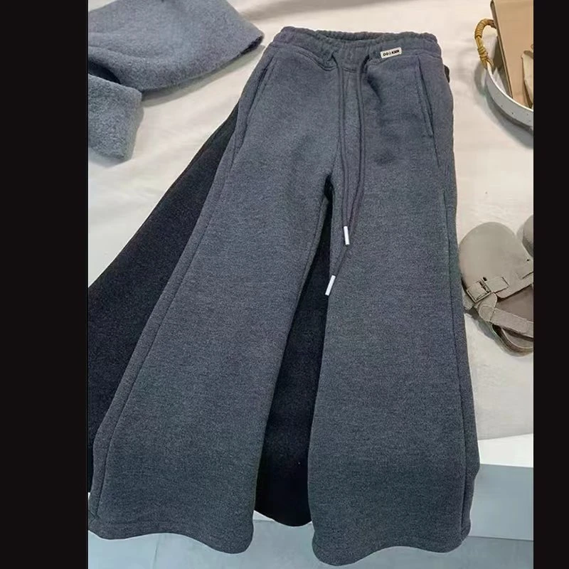 女童加绒微喇裤子加厚一体洋气显瘦2025秋冬新款