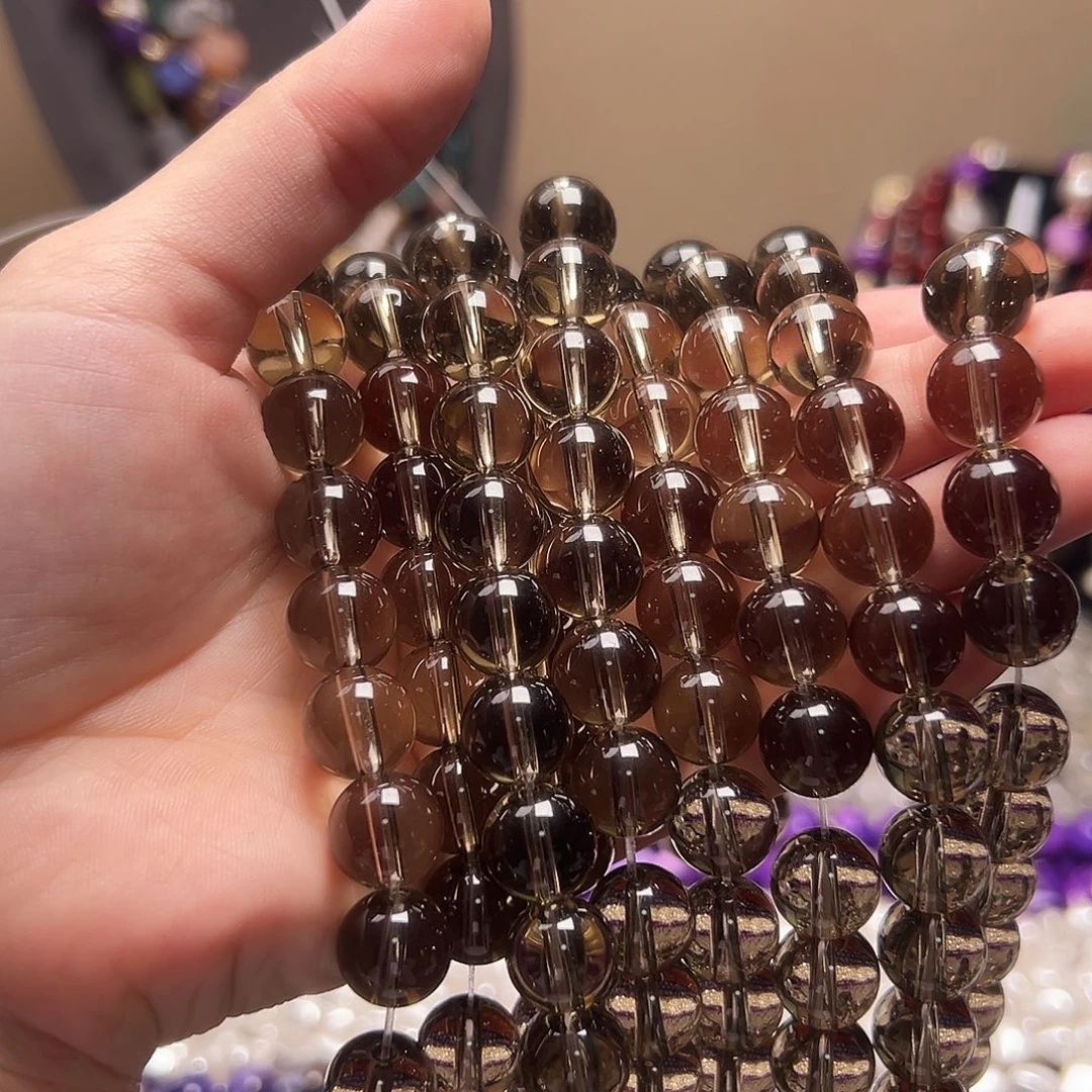 玛瑙/玉髓合金珠宝半成品m487 12m 茶晶一条