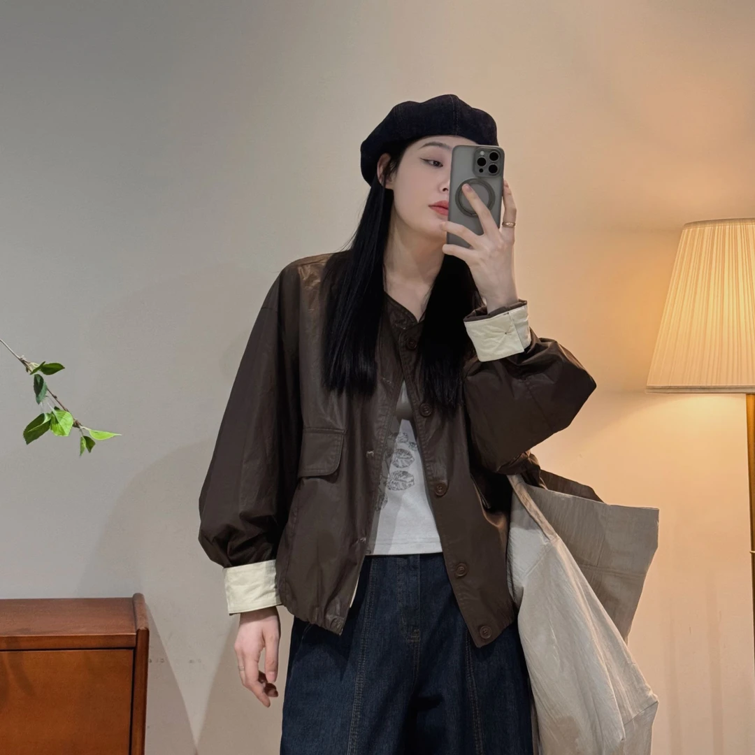 今婷皮衣女款爆款2025新款春秋小个子夹克短款机车外套-M25112323