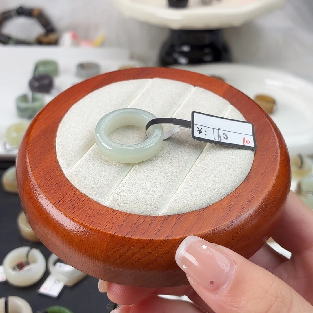 和田玉未镶嵌戒指Q28奶白圆切内径17.1港码14