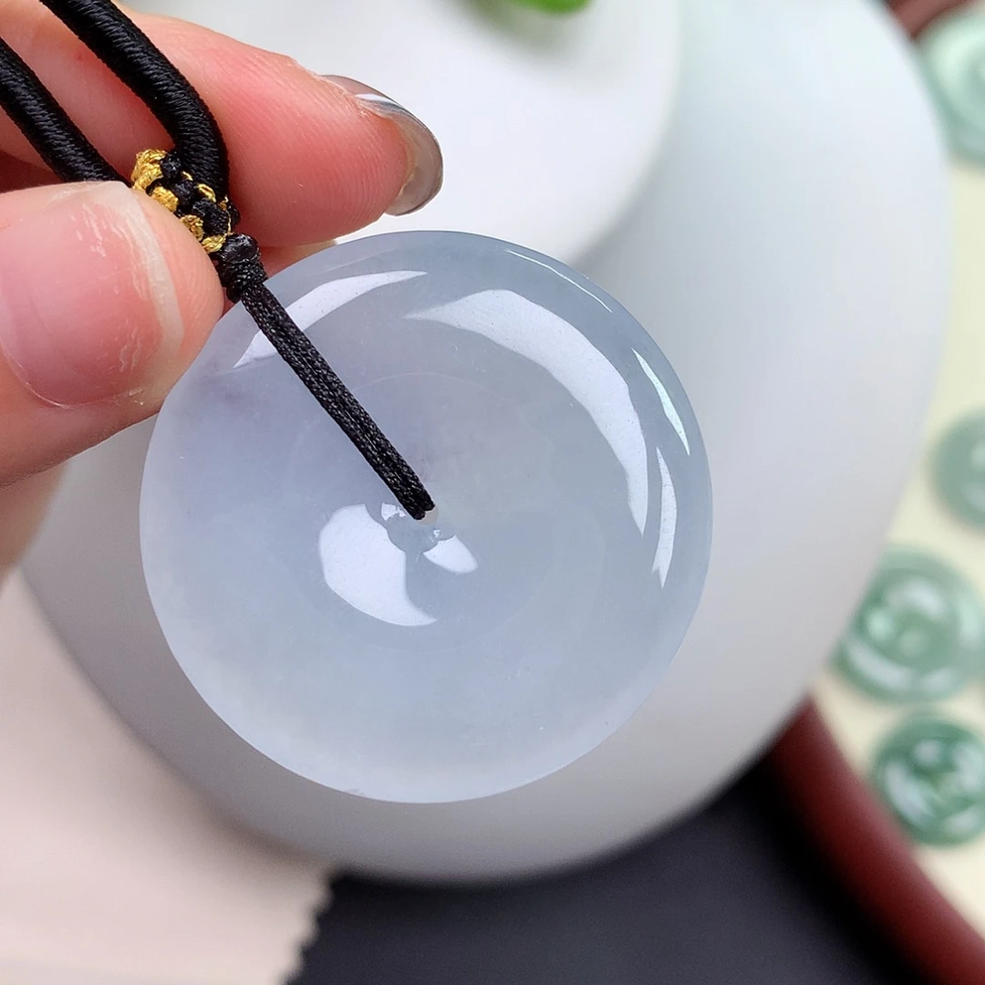 拉***博翡翠未镶嵌颈饰平安扣 34.6-5.9mm