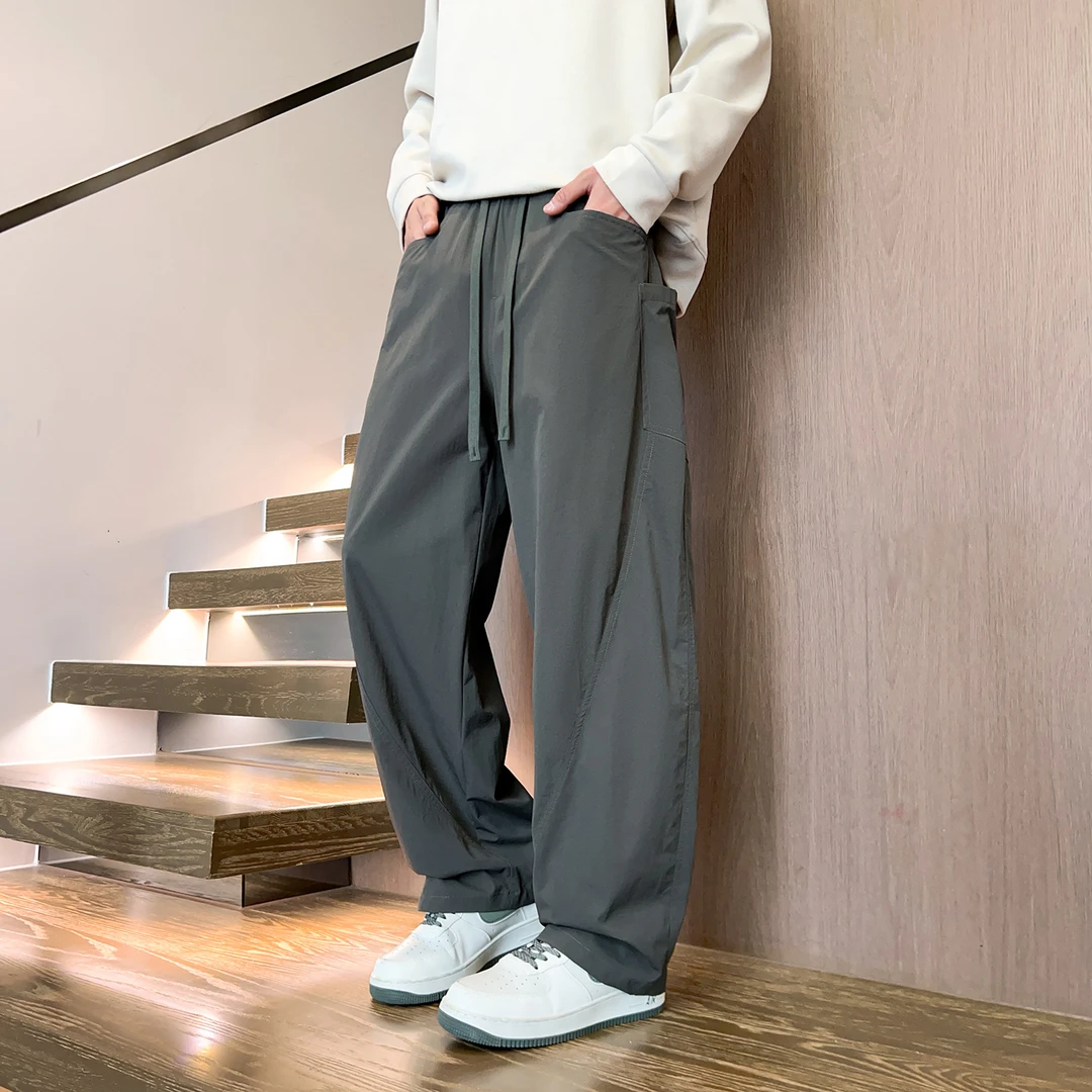 夏季时尚舒适透气美式薄款休闲裤男款运动长裤潮流宽松阔腿弯刀裤