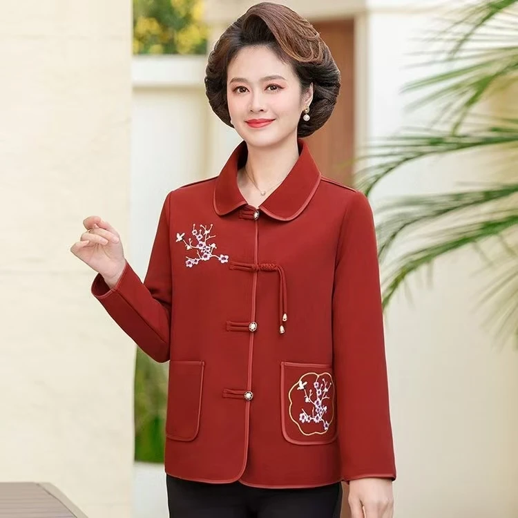 8486-H时尚经典百搭新中式气质妈妈装翻领上衣外套A229凯美琪