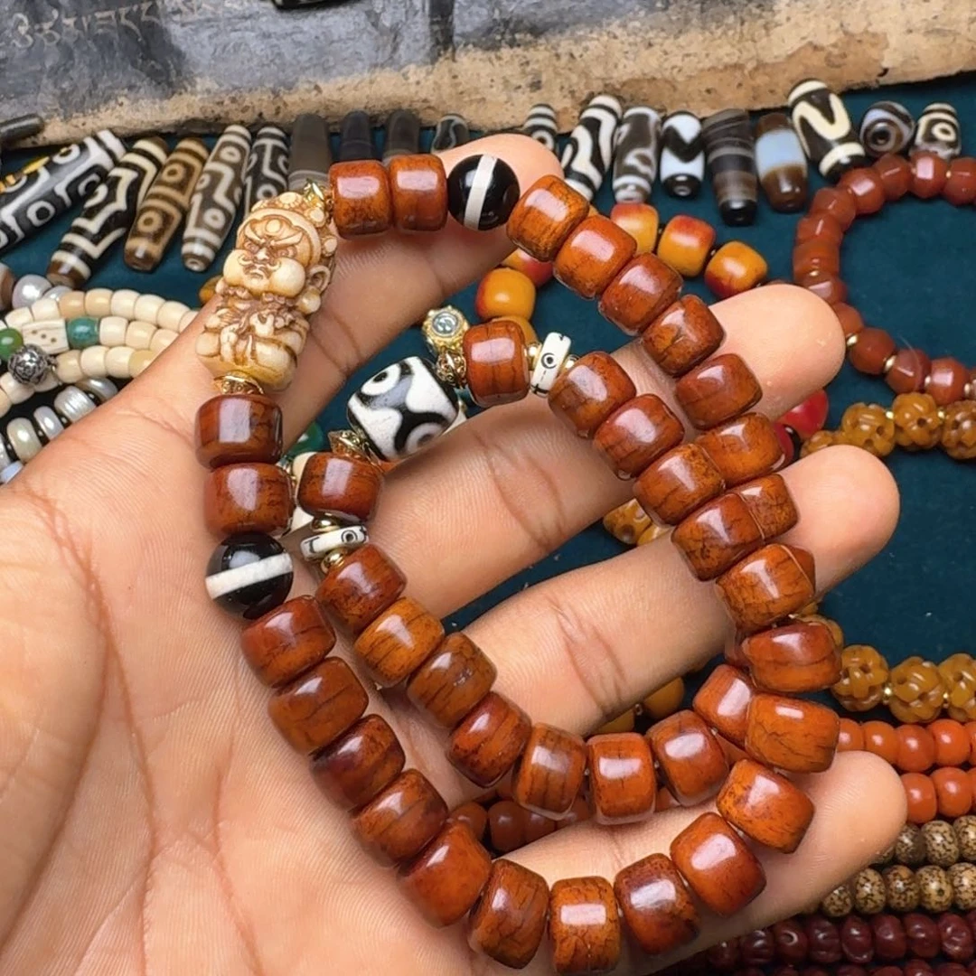 柏香籽/百香籽手串牦牛骨双圈