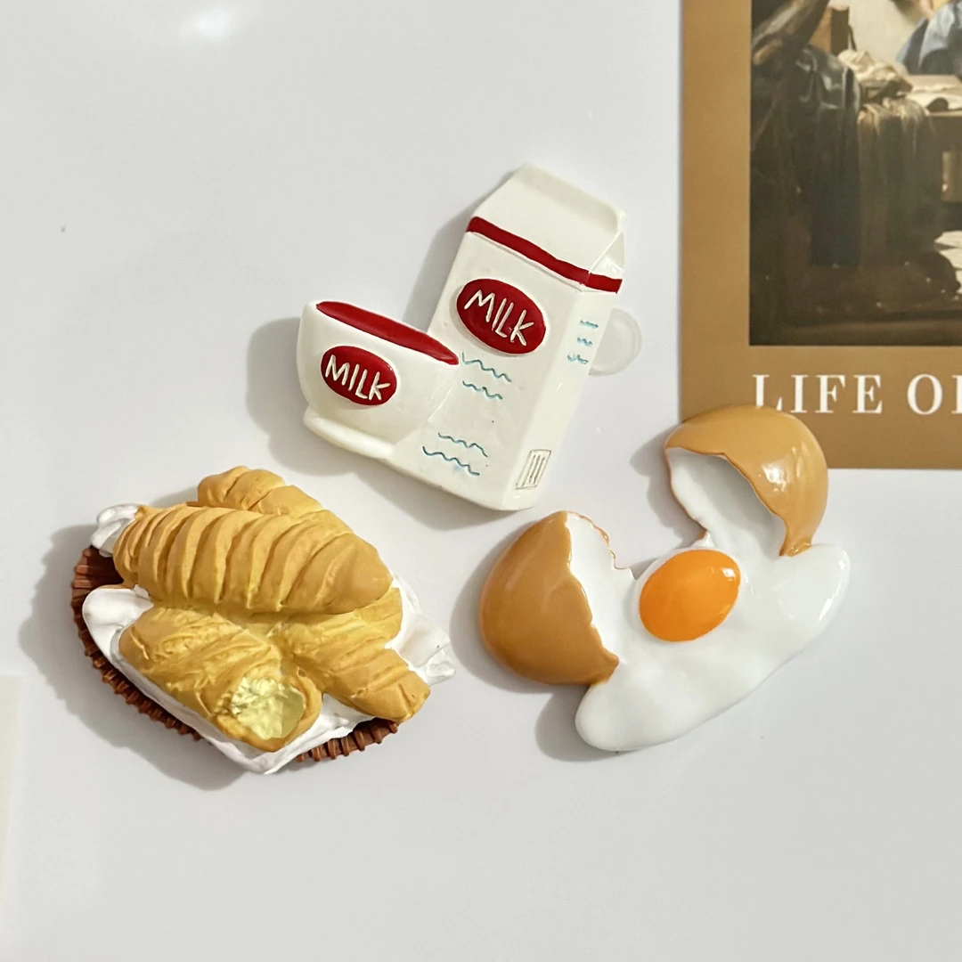 食玩风甜品汤底冰箱贴 3d立体磁性贴仿真食物冰箱配饰 ins风早餐